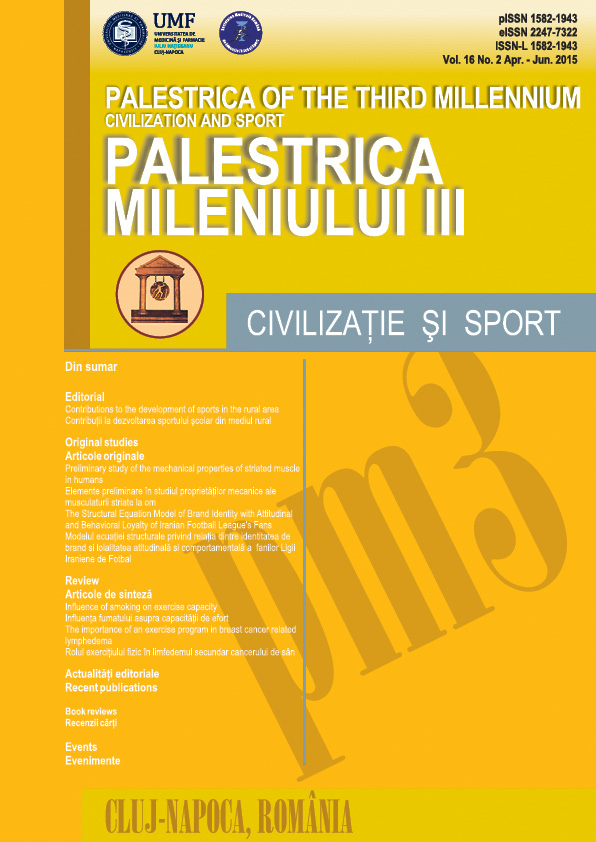 Palestrica mileniului III Civilizaţie şi sport  Vol. 16, no. 2, Aprilie-Iunie 2015